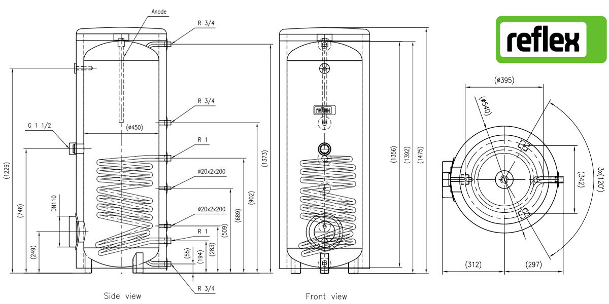 Reflex Storatherm Aqua AF 200/1M_C размеры